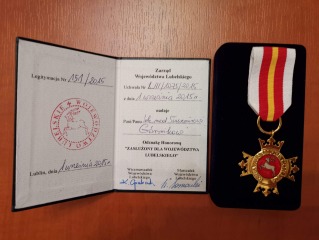 Odznaka Honorowa: &#34;Zasłużony dla Województwa Lubelskiego&#34; nadana przez Zarząd Województwa Lubelskiego - 01 września 2015